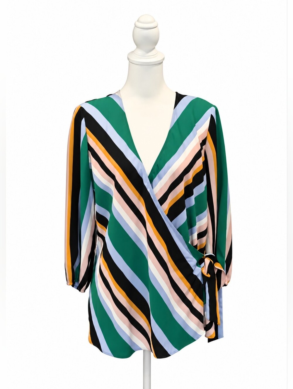 Bar III Multicolor Striped Wrap Blouse